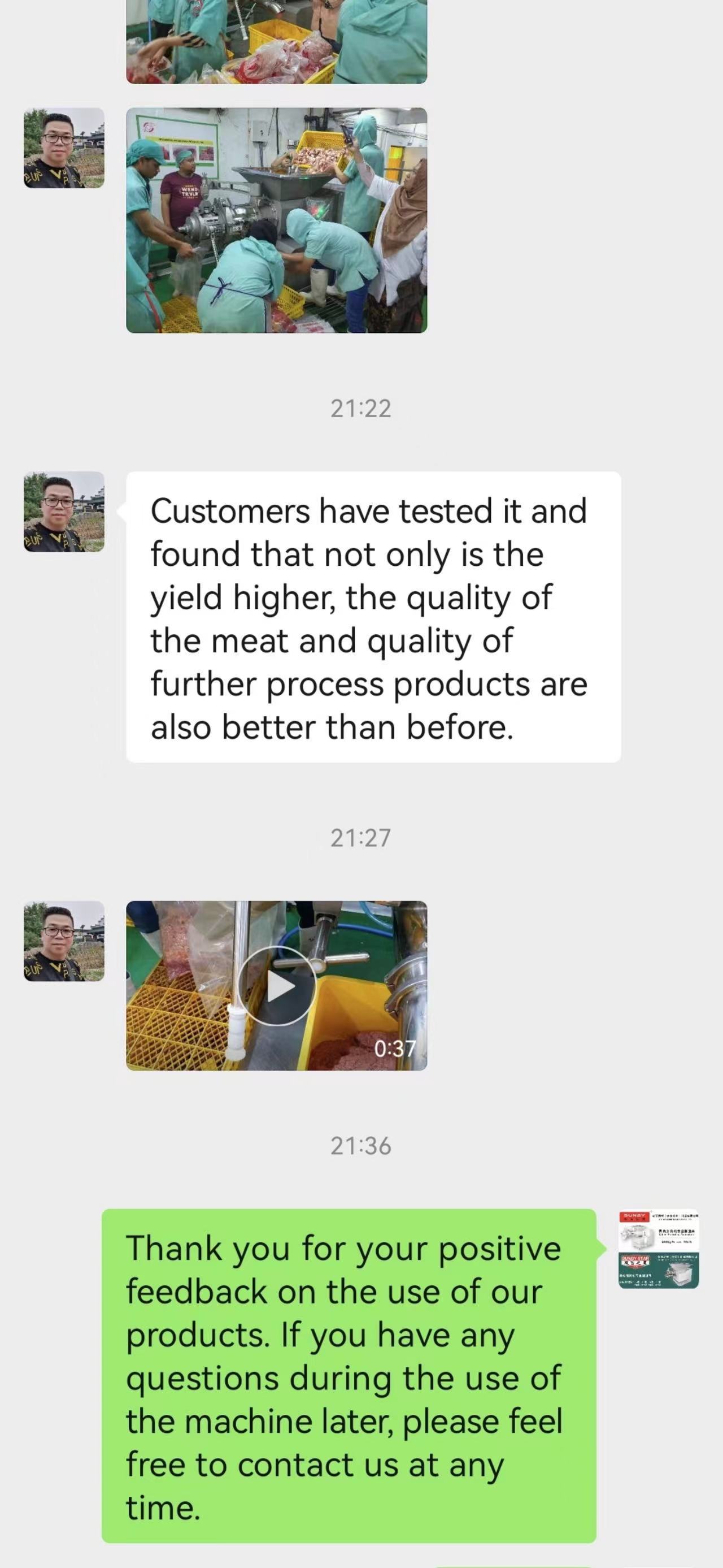 commentaires des clients sur la machine de transformation de la viande
